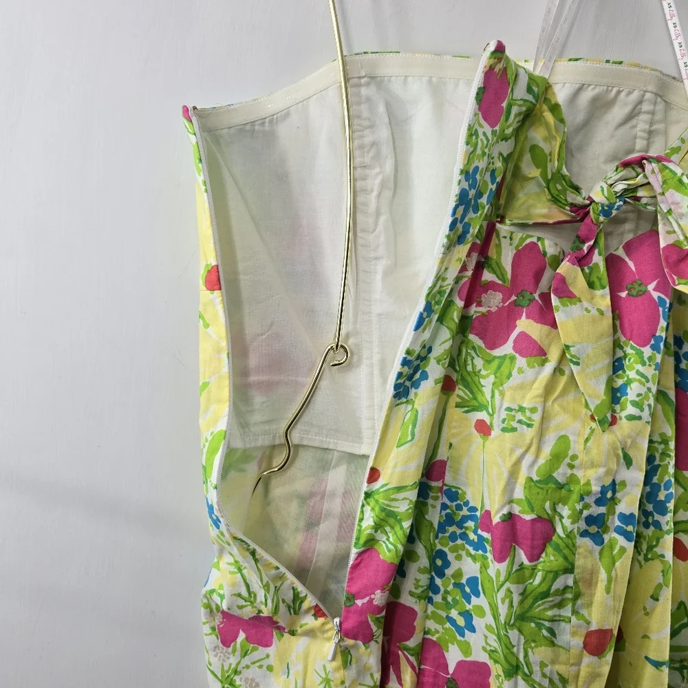 Lilly Pulitzer Franco Blue Eyed Girl Tie Back Strapless Multicolor Floral Dress - Picture 9 of 16